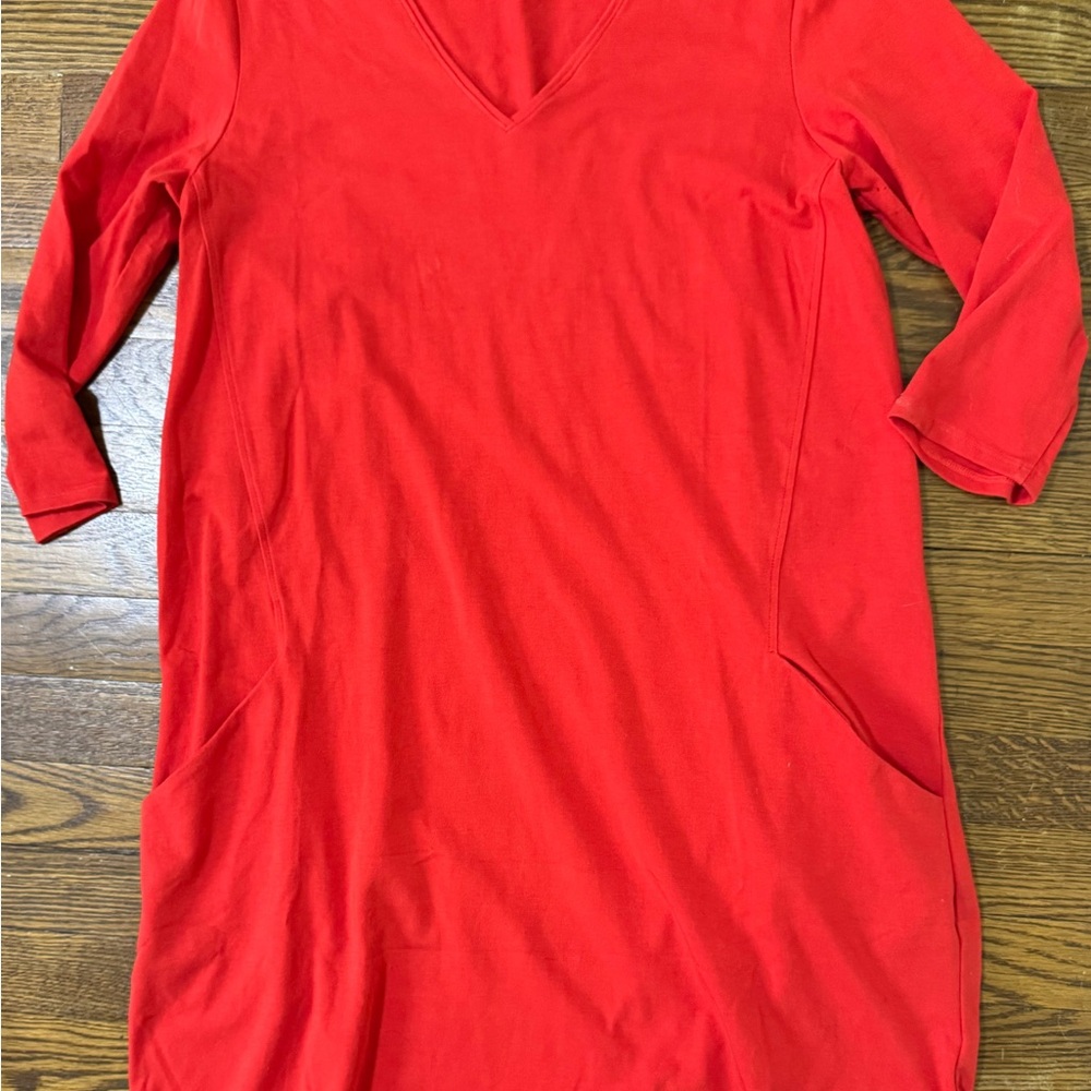 Red V-Neck Dress